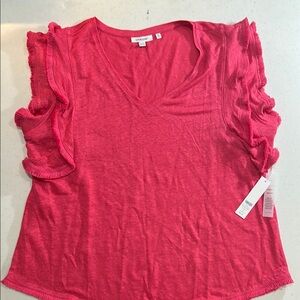 Chico's Pink Ruffled Sleeveless Blouse